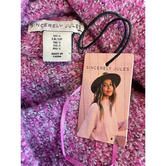 Sincerely Jules Sweater Small Pink Cowl Neck Cozy Slouchy Wide Sleeves Boho NWT - Picture 4 of 5